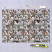 Feathers in Focus: een portret van een witte kip Tissuepapier (Craft)