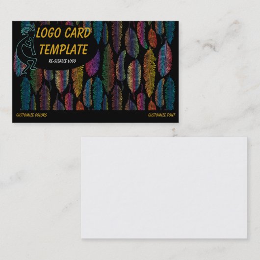 Feathers Kokopelli Logo Visitekaartje (Voorkant / Achterkant)