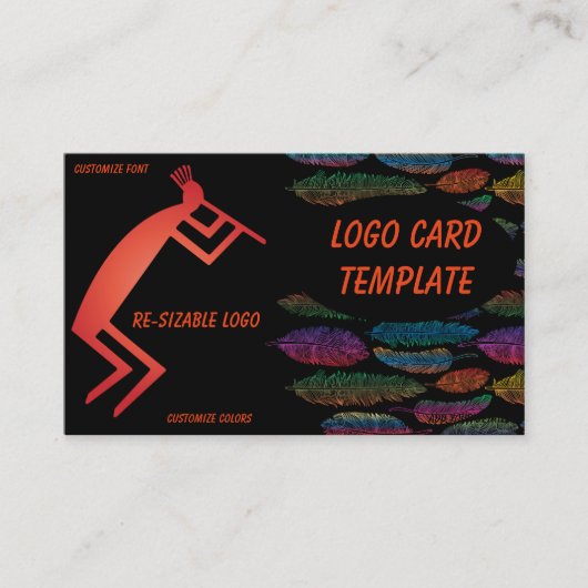 Feathers Kokopelli Logo Visitekaartje (Voorkant)