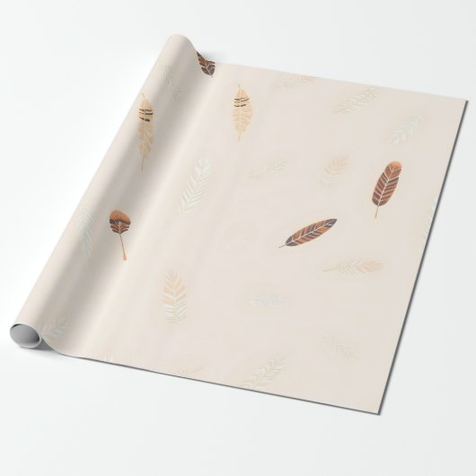 Feathers Luxe Populaire Boho Collectie Cadeaupapier (Uitgerold)