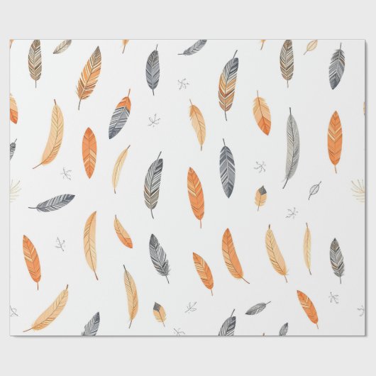 Feathers Luxury Trendy Boho Collection Cadeaupapier (Vlak)