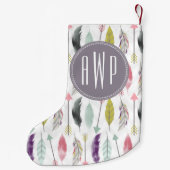 Feathers Monogram Kerstmis stoppen Kleine Kerstsok (Achterkant)