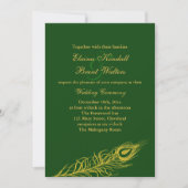 Feathers on Emerald Green Wedding Invitation Kaart (Voorkant)