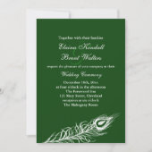 Feathers on Emerald Green Wedding Invitation Kaart (Voorkant)
