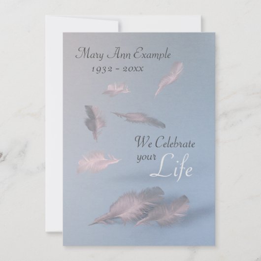Feathers - Persoonlijke begrafenis / Life Celebrat Kaart (Voorkant)