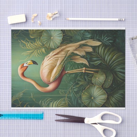 Feathery Flamingo Blush, gedempte botanische Tissuepapier (Craft)