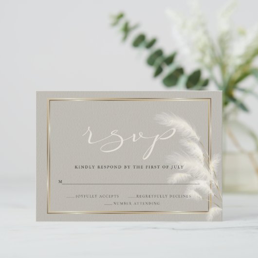 Feathery Pampas Grass RSVP Kaartje (Staand voorkant)