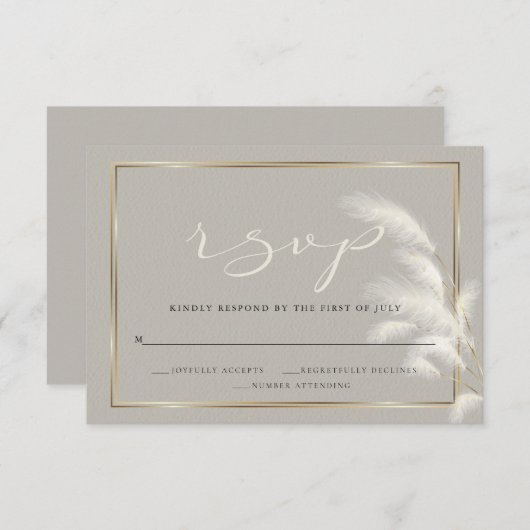 Feathery Pampas Grass RSVP Kaartje (Voorkant / Achterkant)