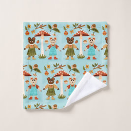 Featuring cartoon animals dressed in clothes washandje