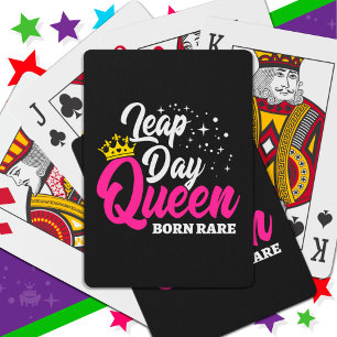 Feb 29 Leap Day Queen Leap Jaar Verjaardag Geboren Pokerkaarten