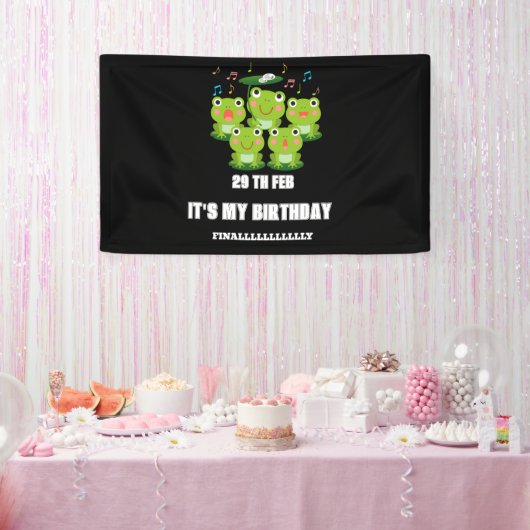 Feb 29th Leap Day, het is mijn verjaardag schrikke Spandoek (Feest)