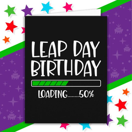 Feb 29th Leap Day Verjaardag 50% Lading Leap Jaar Kaart