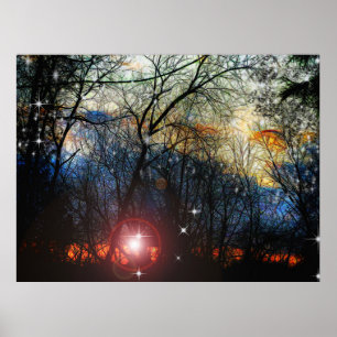Feb Sunset Denk aan sneeuw Poster
