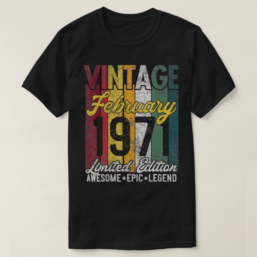 Februari 1971 50th Birthday Gift Limited Edition A T-shirt (Design voorkant)