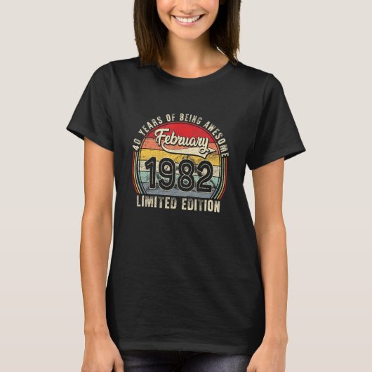 Februari 1982 Retro 40th Bday T-shirt (Voorkant)
