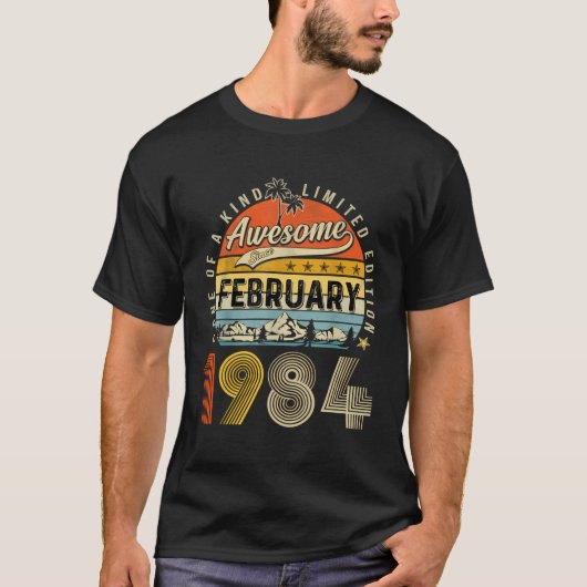 Februari 1984 39e geboortedag 39 jaar oud t-shirt (Voorkant)