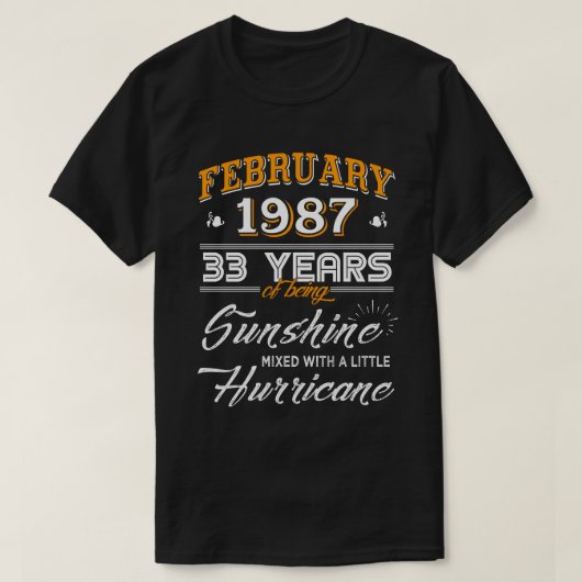 Februari 1987 33 jaar Wedding Jubileum Gifts T-shirt (Design voorkant)
