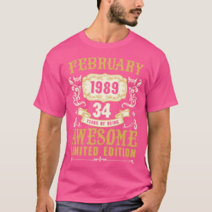 Februari 1989 34 jaar Geweldige Limited T-shirt