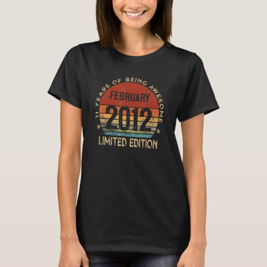 Februari 2012  11 jaar oude Retro 11th Birt T-shirt (Voorkant)