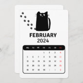 Februari 2024 Stand Alone Black Cat Kalender Menu (Voorkant / Achterkant)