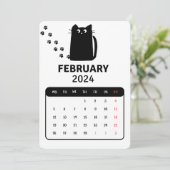 Februari 2024 Stand Alone Black Cat Kalender Menu (Staand voorkant)