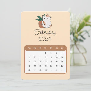 Februari 2024 Stand Alone Kat en Plant Kalender Menu