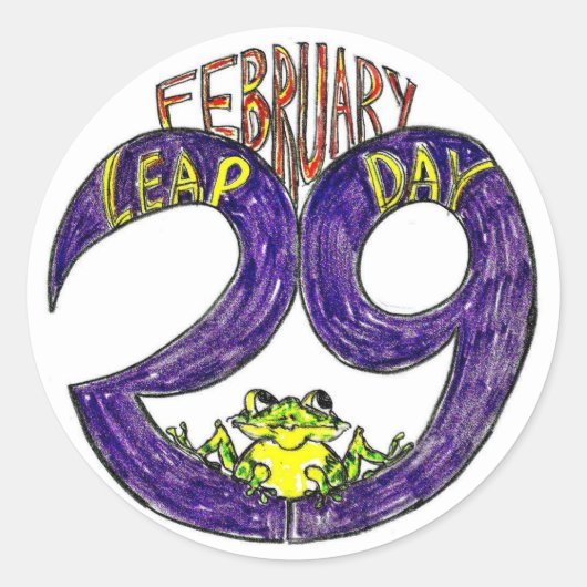 FEBRUARI 29 LEAP DAG RONDE STICKER (Voorkant)