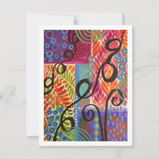 Februari Abstract met Stencil Flat Note Kaart Notitiekaartje (Voorkant)