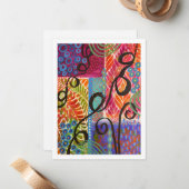 Februari Abstract met Stencil Flat Note Kaart Notitiekaartje (Voorkant / Achterkant in situ)