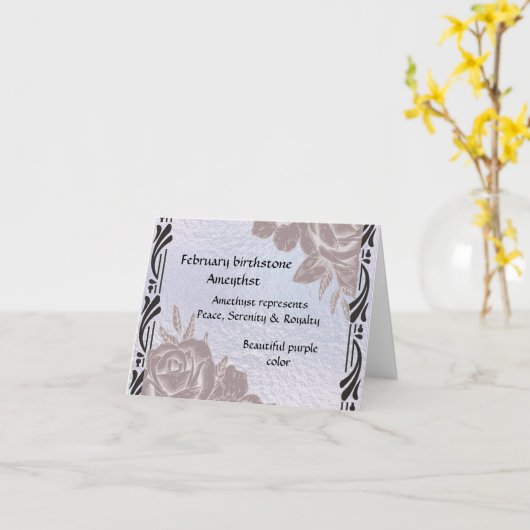 Februari Amethist Birthstone Kaart Blank Inside (Gele Bloem)