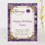 Februari Amethist Geboortedatum 8.5x11 Kaart (Gele Bloem)