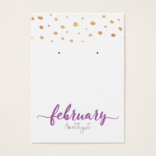 Februari Amethyst Birthstone Earring Card Visitekaartje (Voorkant)
