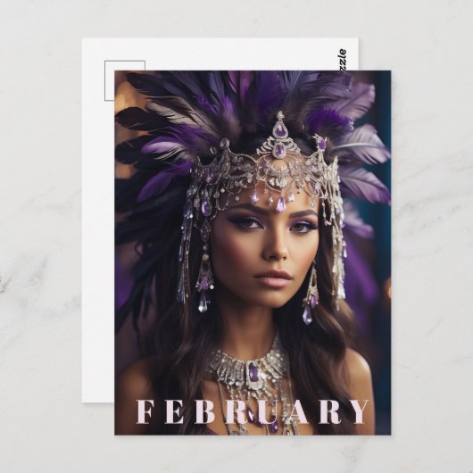 *~* FEBRUARI AP53 Hoofdadres Boho AMETHIST Briefkaart (Voorkant / Achterkant)