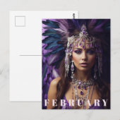 *~* FEBRUARI AP53 Verjaardag AMETHIST Boho Briefkaart (Voorkant / Achterkant)