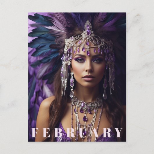 *~* FEBRUARI AP53 Verjaardag AMETHIST Boho Briefkaart (Voorkant)