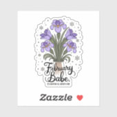 Februari Babe Verjaardag Violet & Iris Flower Sticker (Vel)