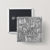 Februari, binnenplaats, Aquarius Vierkante Button 5,1 Cm (Voorkant /achterkant)