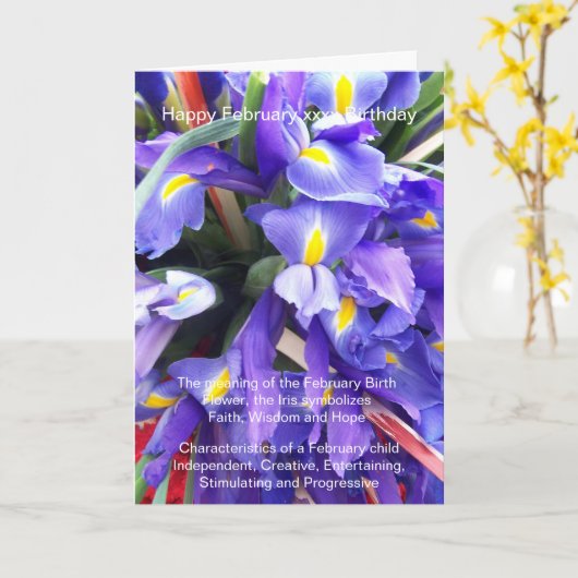 Februari Birthday Kaart (Gele Bloem)
