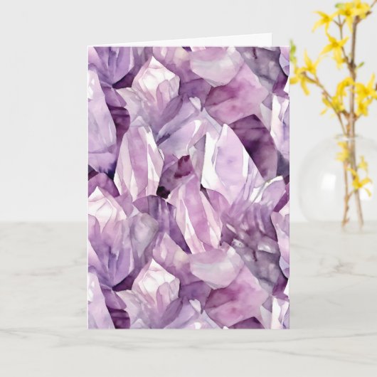 Februari Birthstone Amethist Verjaardag Kaart (Gele Bloem)