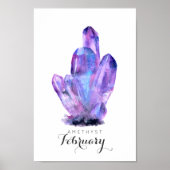 Februari Birthstone - Amethyst Waterverf | POSTER (Voorkant)