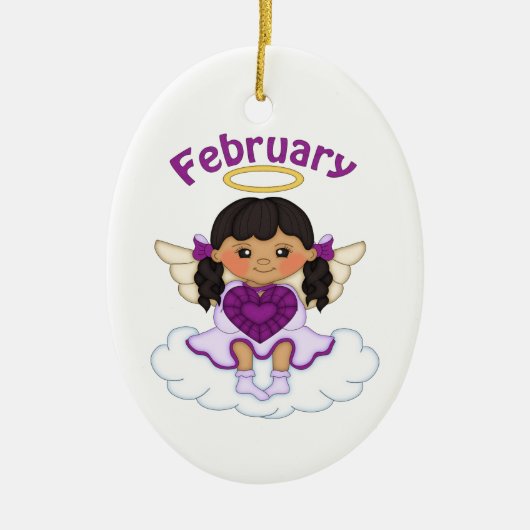 Februari Birthstone Angel Black Keramisch Ornament (Voorkant)