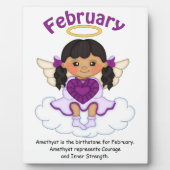 Februari Birthstone Angel Black Plaque Fotoplaat (Voorkant)