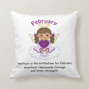 Februari Birthstone Angel Brunette Kussen