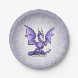 Februari Birthstone Dragon - Amethyst Papieren Bordje