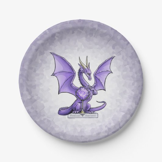 Februari Birthstone Dragon - Amethyst Papieren Bordje (Voorkant)