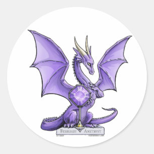 Februari Birthstone Dragon - Amethyst Ronde Sticker