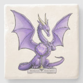 Februari Birthstone Dragon - Amethyst Stenen Onderzetter (Voorkant)