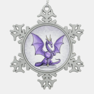 Februari Birthstone Dragon - Amethyst Tin Sneeuwvlok Ornament