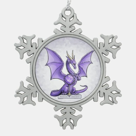 Februari Birthstone Dragon - Amethyst Tin Sneeuwvlok Ornament (Voorkant)