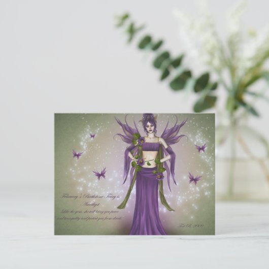 Februari Birthstone Fairy Briefkaart (Staand voorkant)